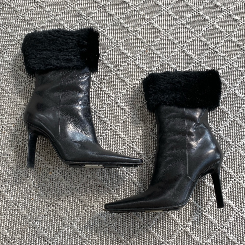Casadei Black Heeled Fur Boots